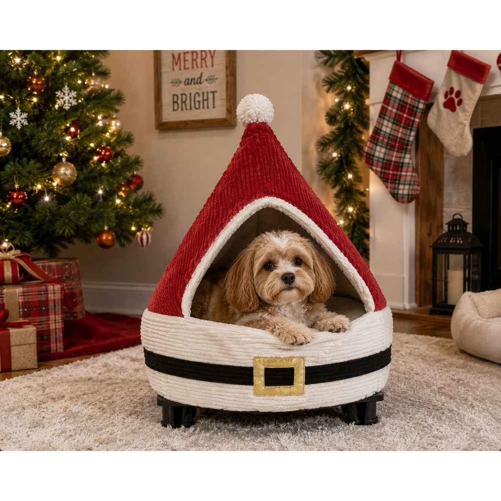 Unique Christmas Santa Hat Pet Bed - Cat‎ & Small Dog - New